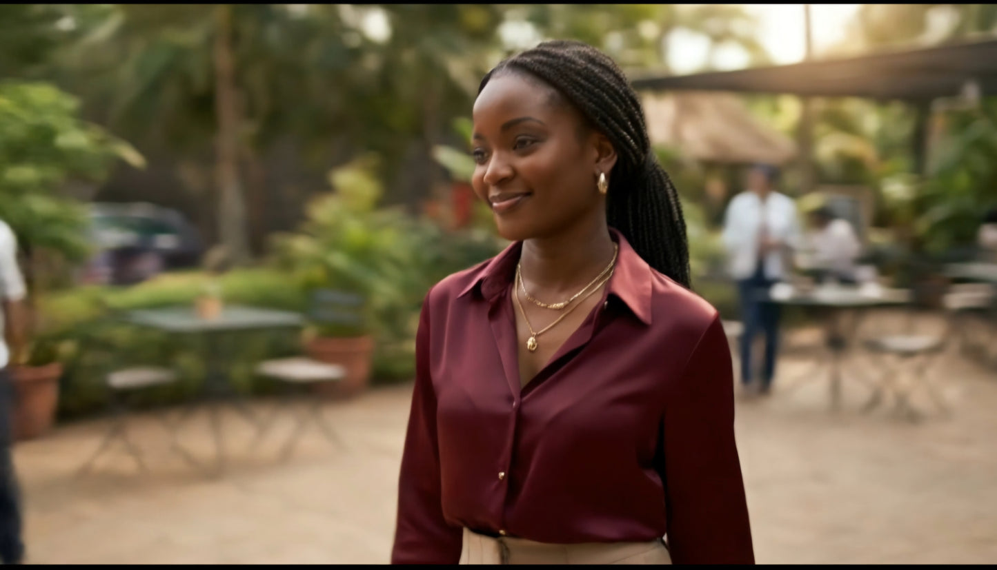 SHe by AS Liquid Silk Tailored Corporate Blouse - Deep Burgundy