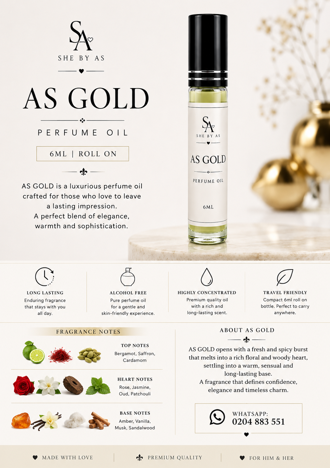 AS Gold Perfume Oil Trio Pack - 2 x 10ml & 1 × 6ml